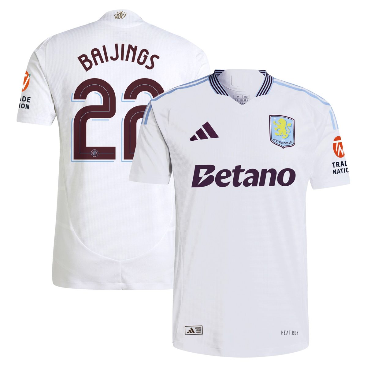 Aston Villa Shirts - aston villa adidas away authentic shirt 2024-25 with baijings 22 cup printing Collection of Official Fan Gear
