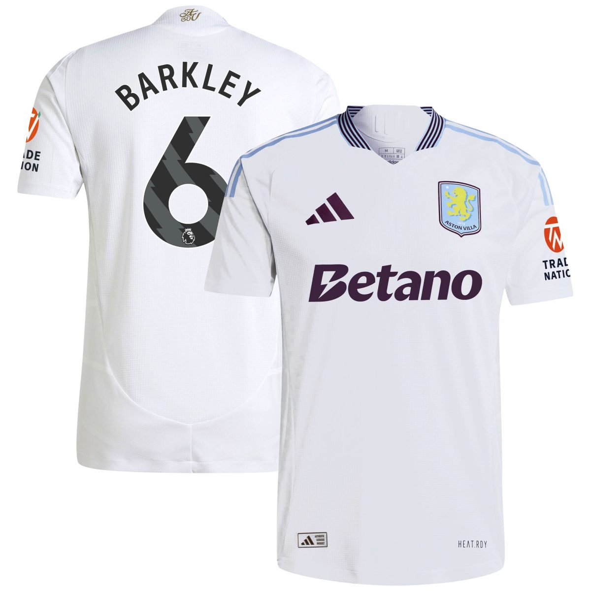 Aston Villa Shirts - aston villa adidas away authentic shirt 2024-25 with barkley 6 printing Collection of Official Fan Gear