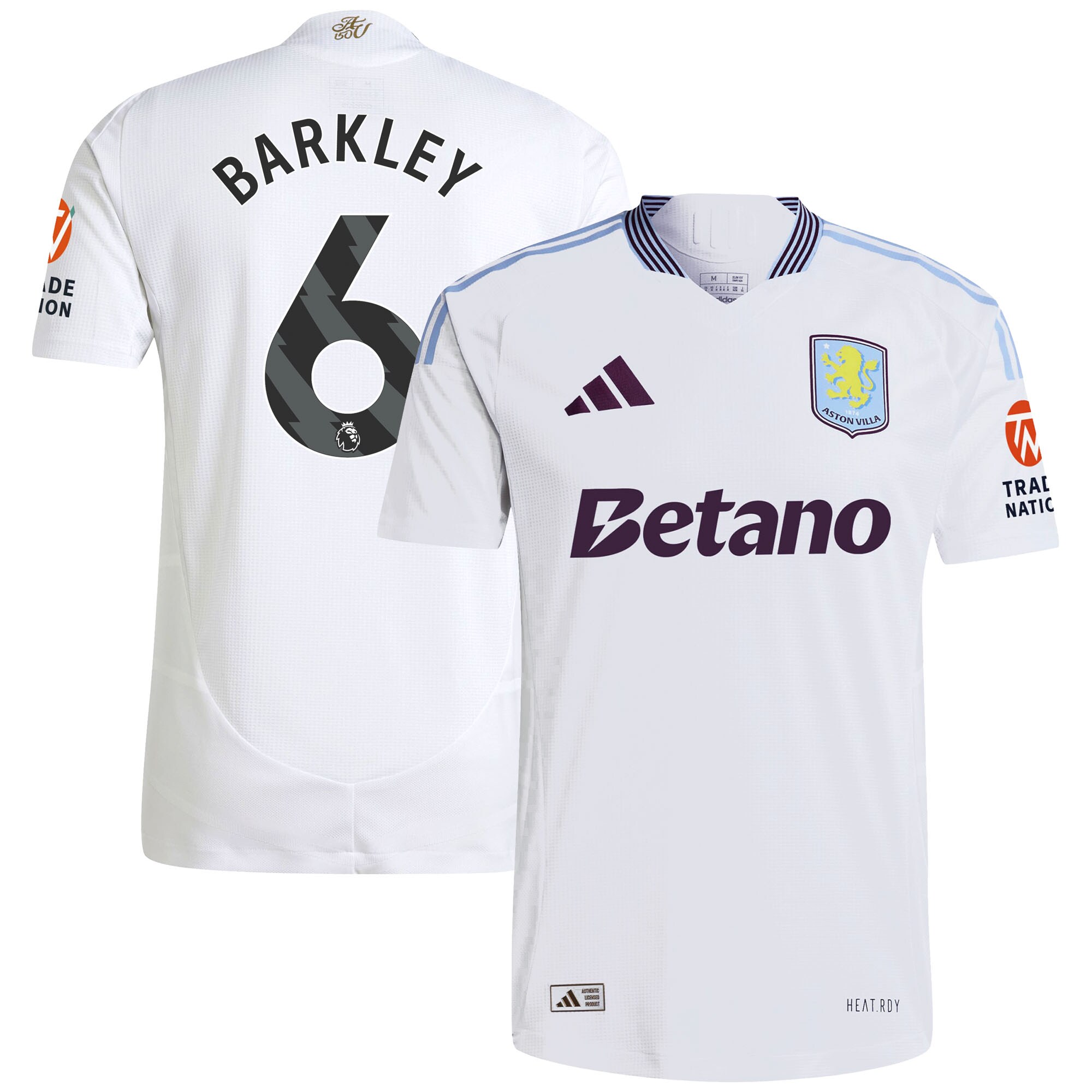 Aston Villa Shirts - aston villa adidas away authentic shirt 2024-25 with barkley 6 printing Collection of Official Fan Gear