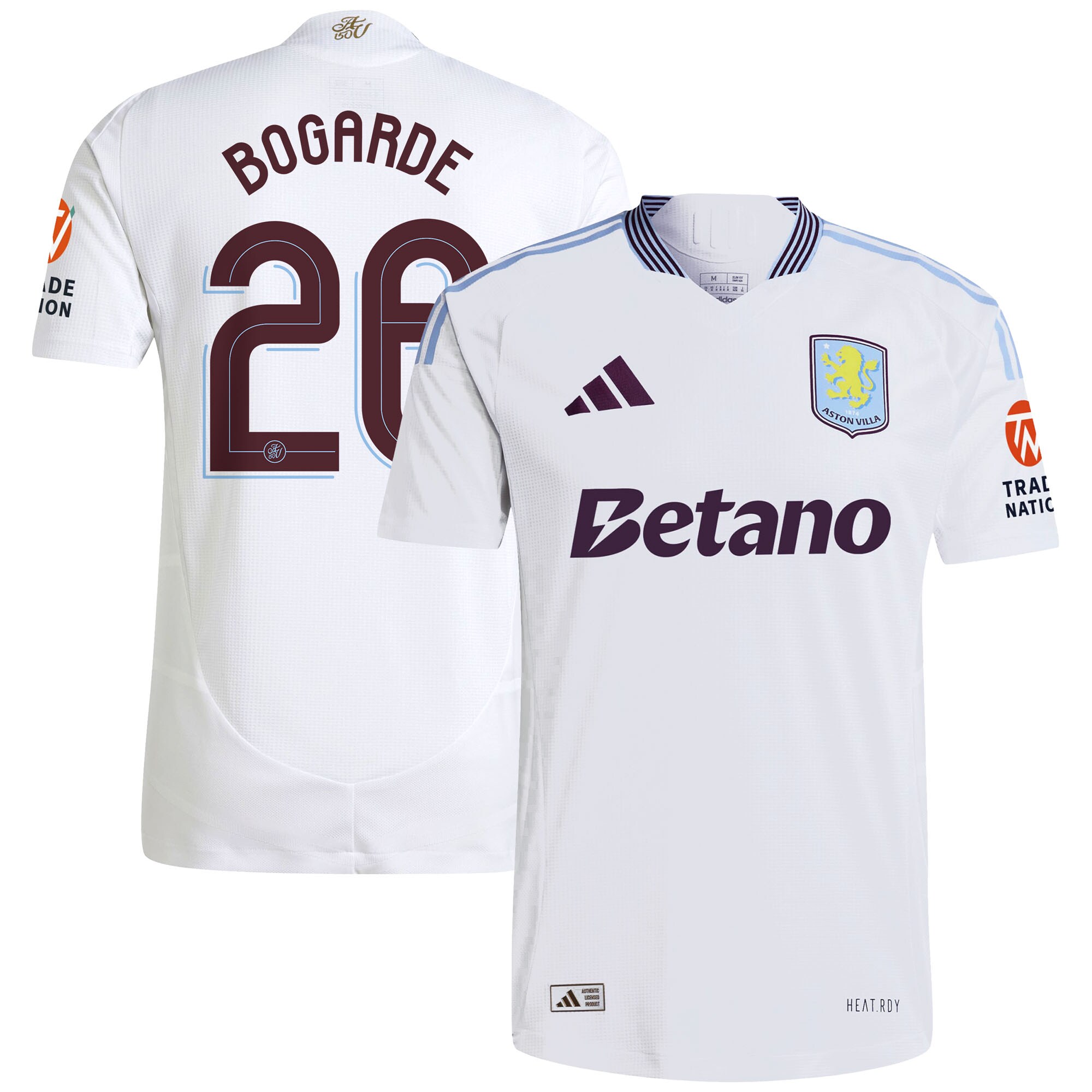 Aston Villa Shirts - aston villa adidas away authentic shirt 2024-25 with bogarde 26 cup printing Collection of Official Fan Gear