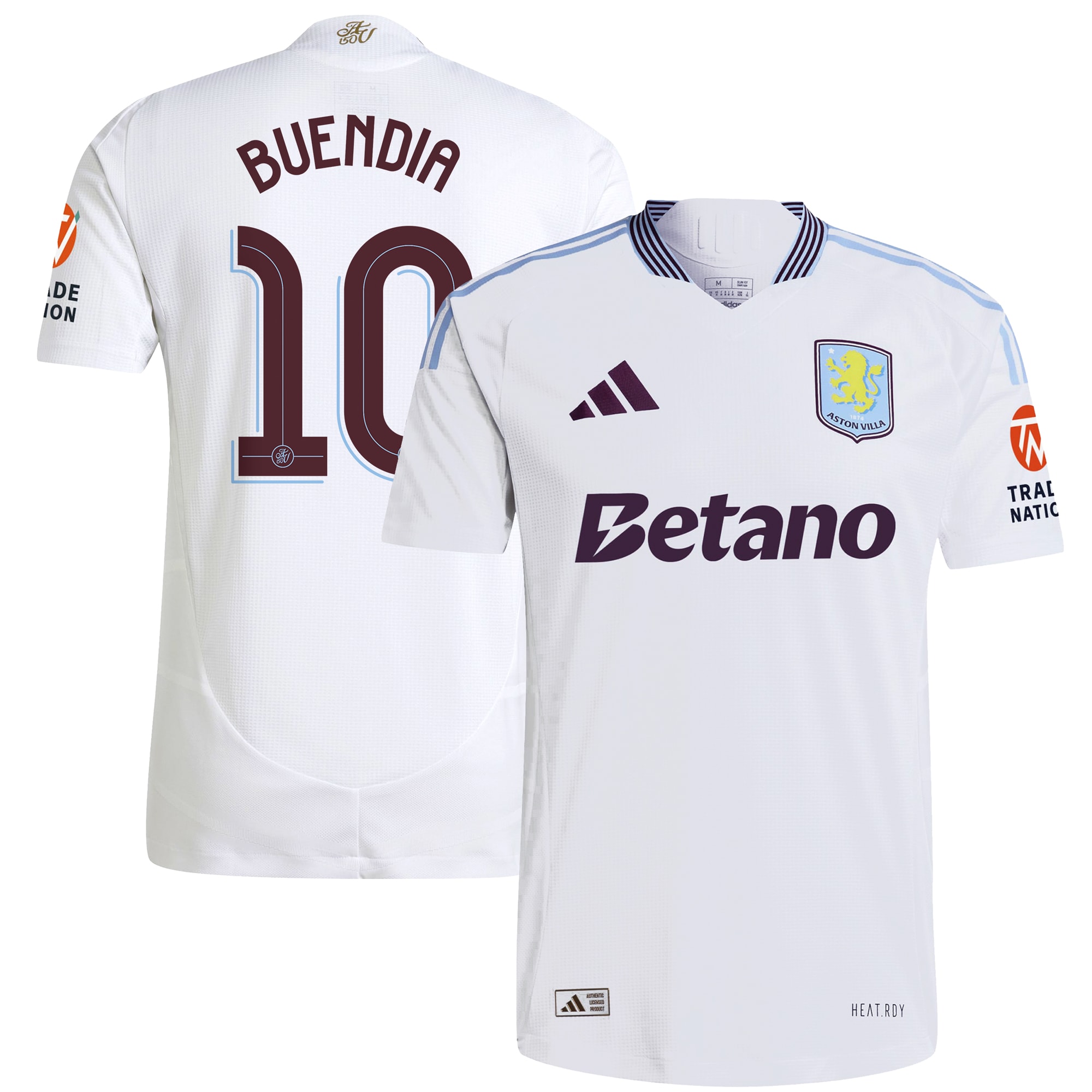 Aston Villa Shirts - aston villa adidas away authentic shirt 2024-25 with buendia 10 cup printing Collection of Official Fan Gear