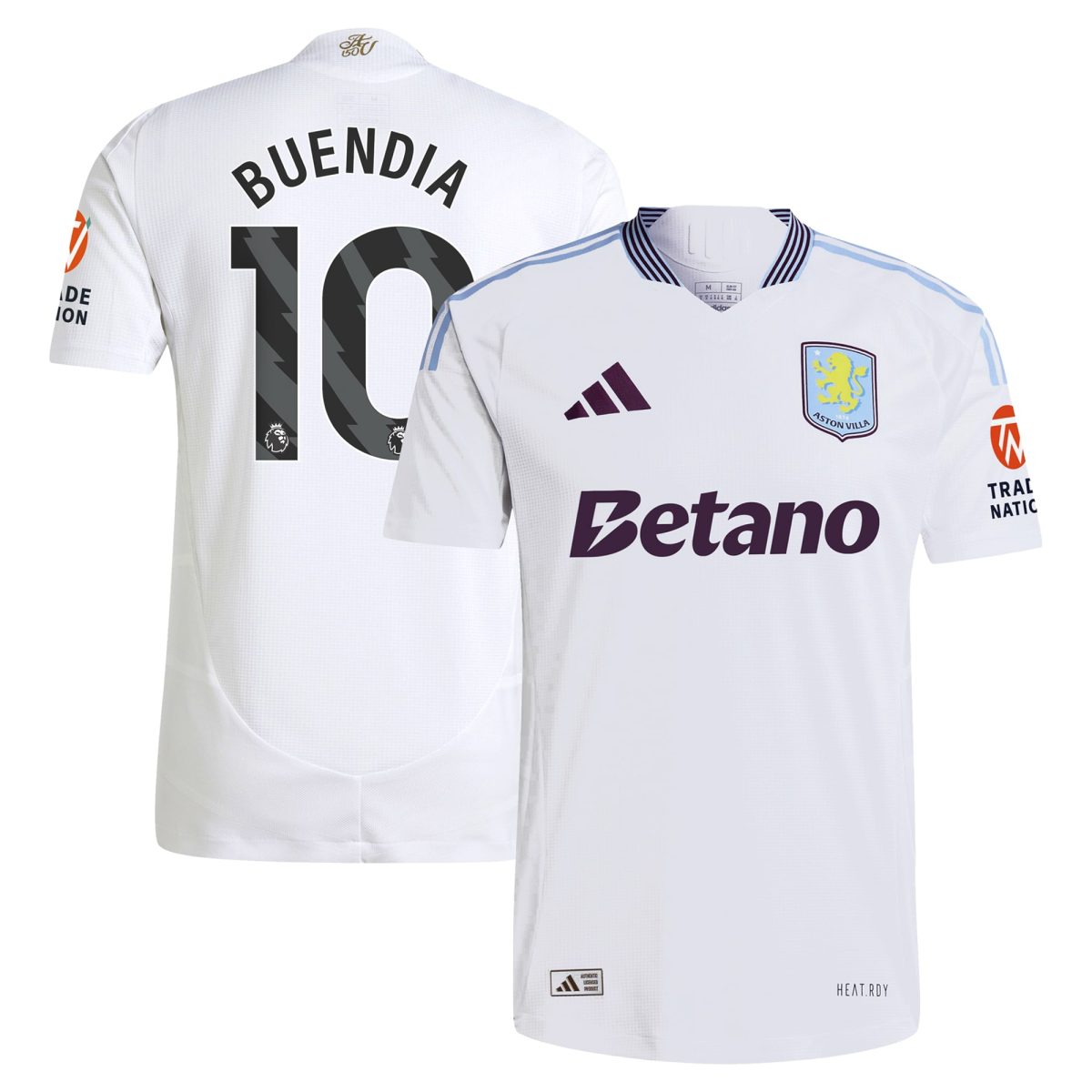Aston Villa Shirts - aston villa adidas away authentic shirt 2024-25 with buendia 10 printing Collection of Official Fan Gear