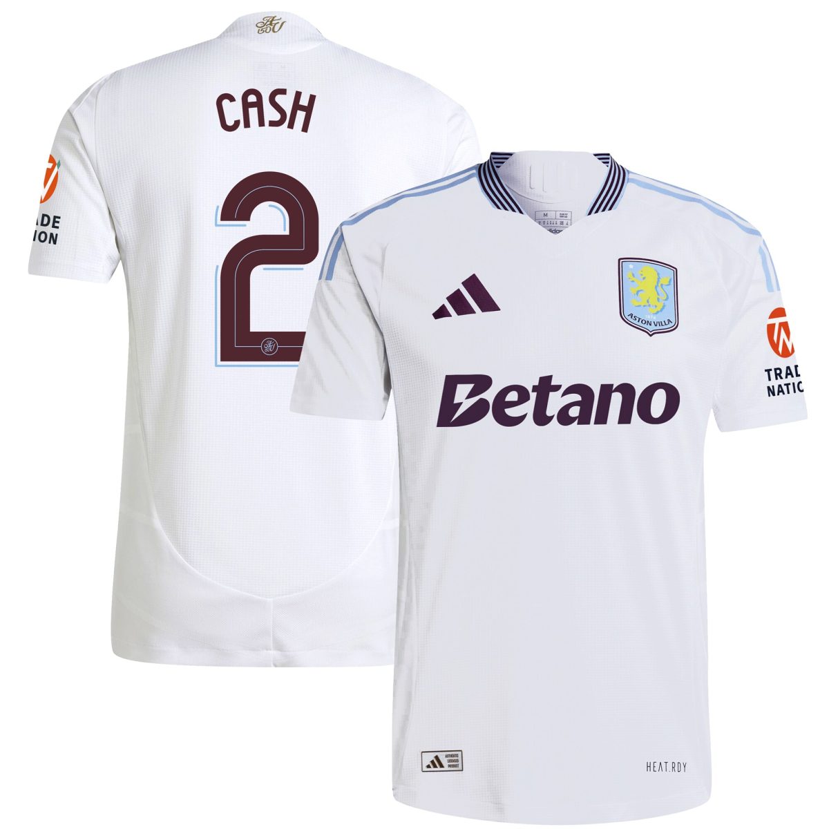 Aston Villa Shirts - aston villa adidas away authentic shirt 2024-25 with cash 2 cup printing Collection of Official Fan Gear