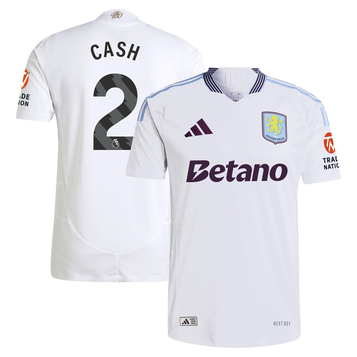 Aston Villa Shirts - aston villa adidas away authentic shirt 2024-25 with cash 2 printing Collection of Official Fan Gear