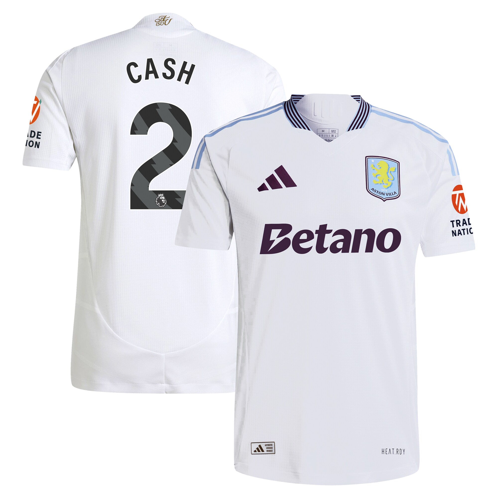 Aston Villa Shirts - aston villa adidas away authentic shirt 2024-25 with cash 2 printing Collection of Official Fan Gear