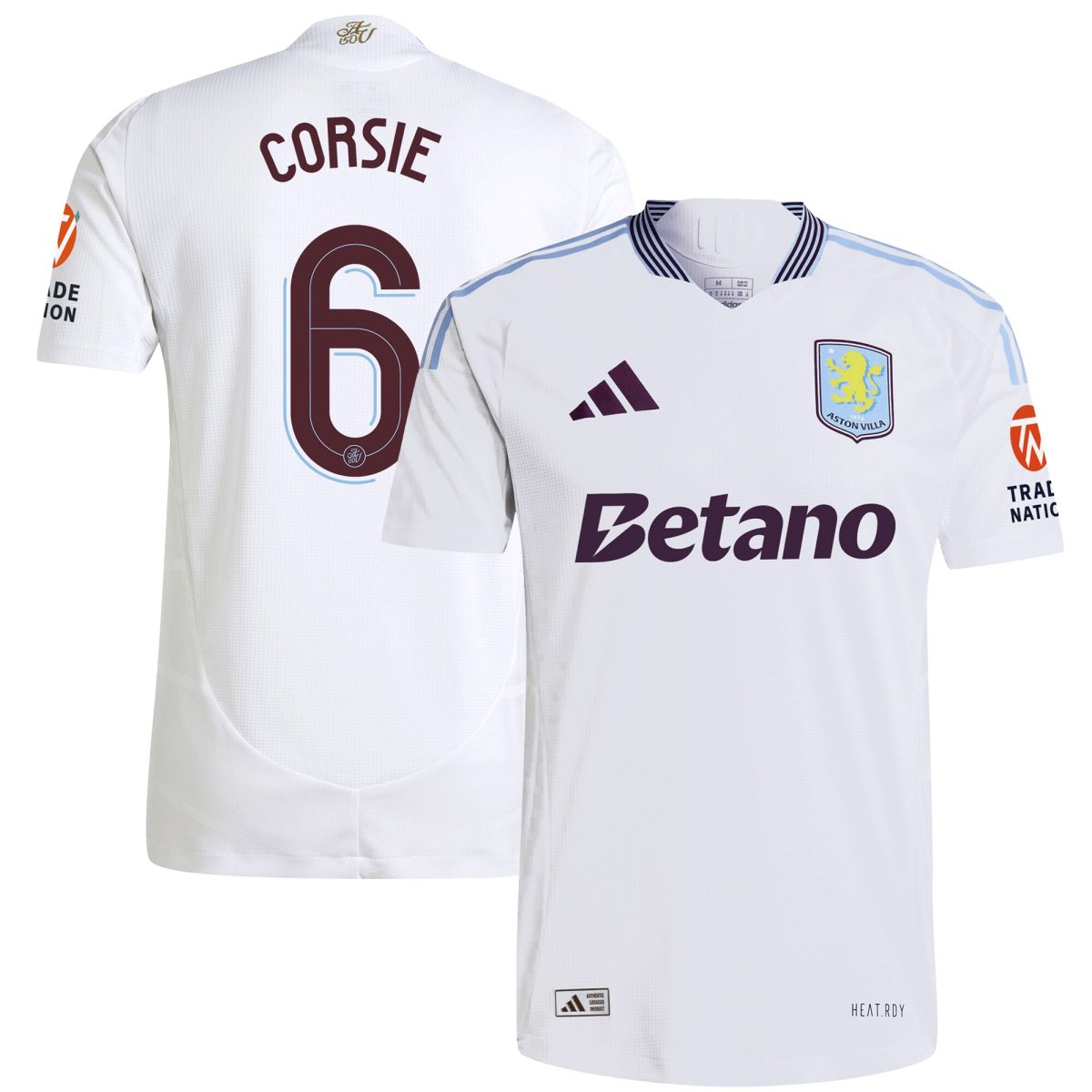 Aston Villa Shirts - aston villa adidas away authentic shirt 2024-25 with corsie 6 cup printing Collection of Official Fan Gear