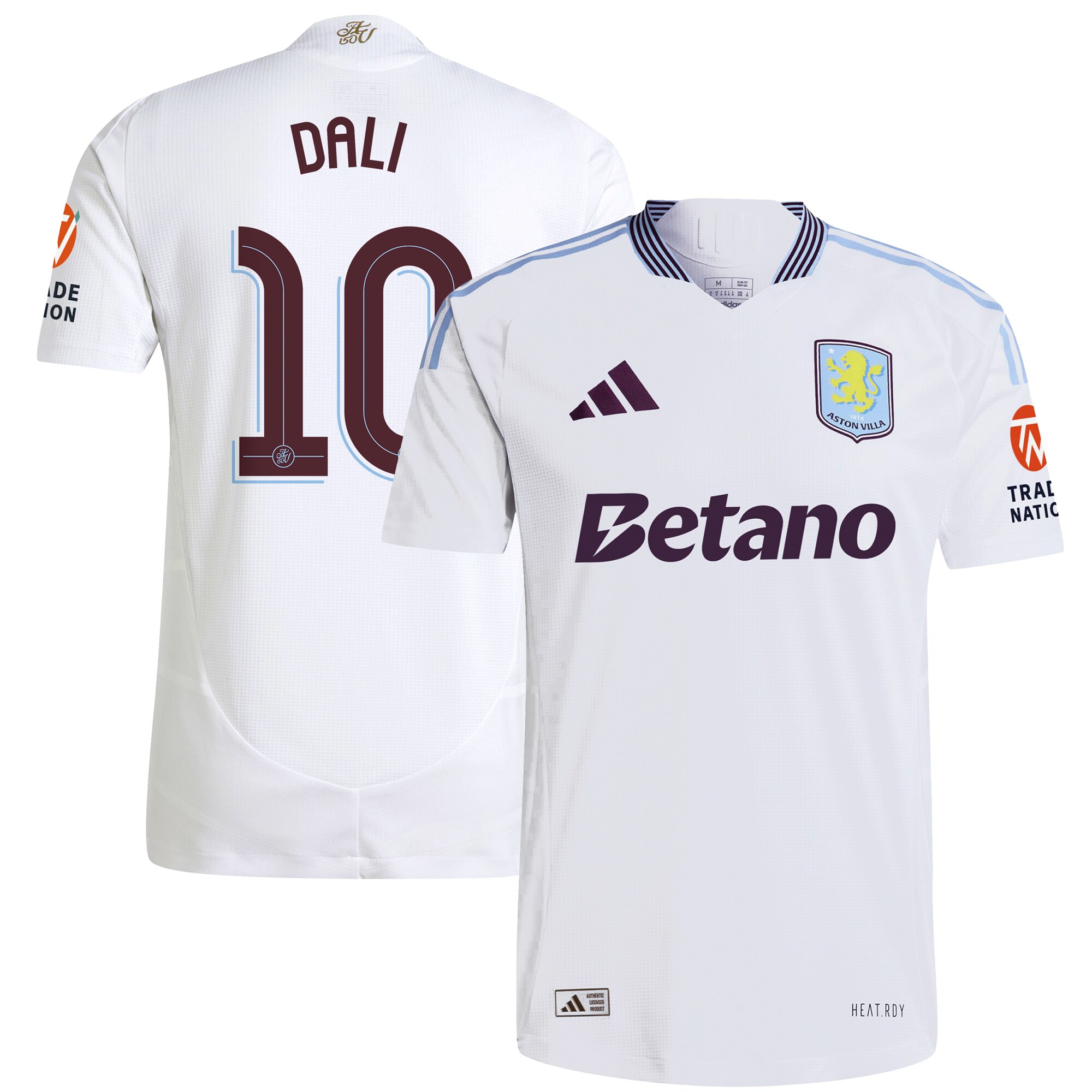 Aston Villa Shirts - aston villa adidas away authentic shirt 2024-25 with dali 10 cup printing Collection of Official Fan Gear