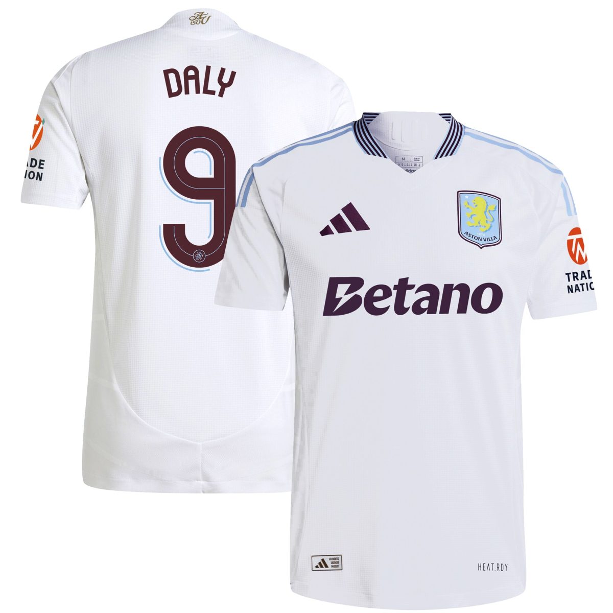 Aston Villa Shirts - aston villa adidas away authentic shirt 2024-25 with daly 9 cup printing Collection of Official Fan Gear