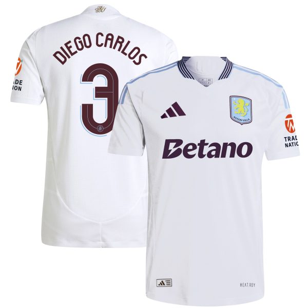Aston Villa Shirts - aston villa adidas away authentic shirt 2024-25 with diego carlos 3 cup printing Collection of Official Fan Gear