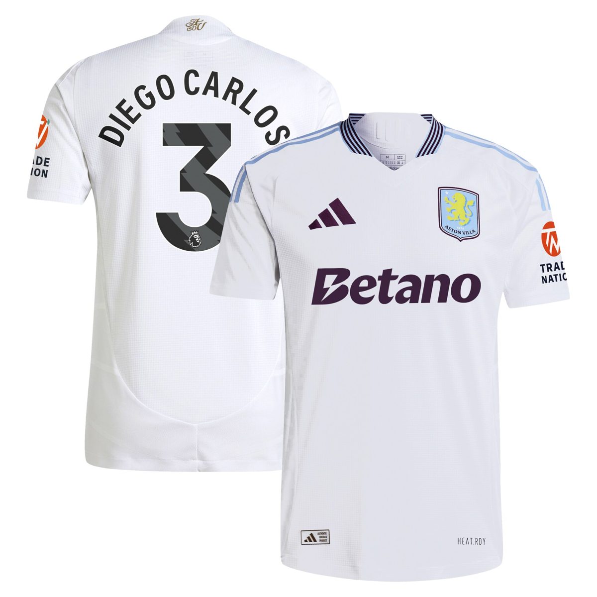 Aston Villa Shirts - aston villa adidas away authentic shirt 2024-25 with diego carlos 3 printing Collection of Official Fan Gear