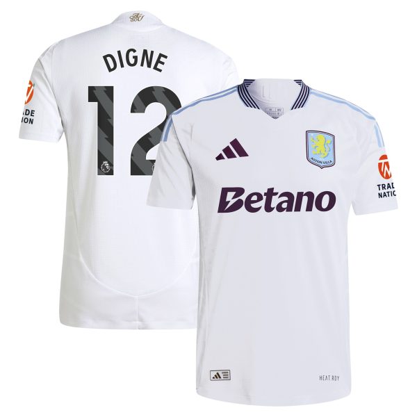 Aston Villa Shirts - aston villa adidas away authentic shirt 2024-25 with digne 12 printing Collection of Official Fan Gear