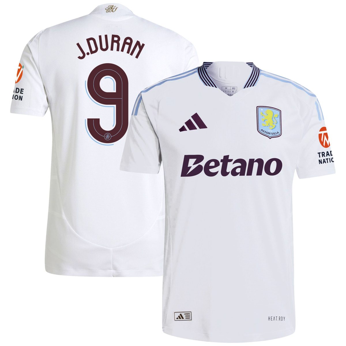 Aston Villa Shirts - aston villa adidas away authentic shirt 2024-25 with duran 9 cup printing Collection of Official Fan Gear