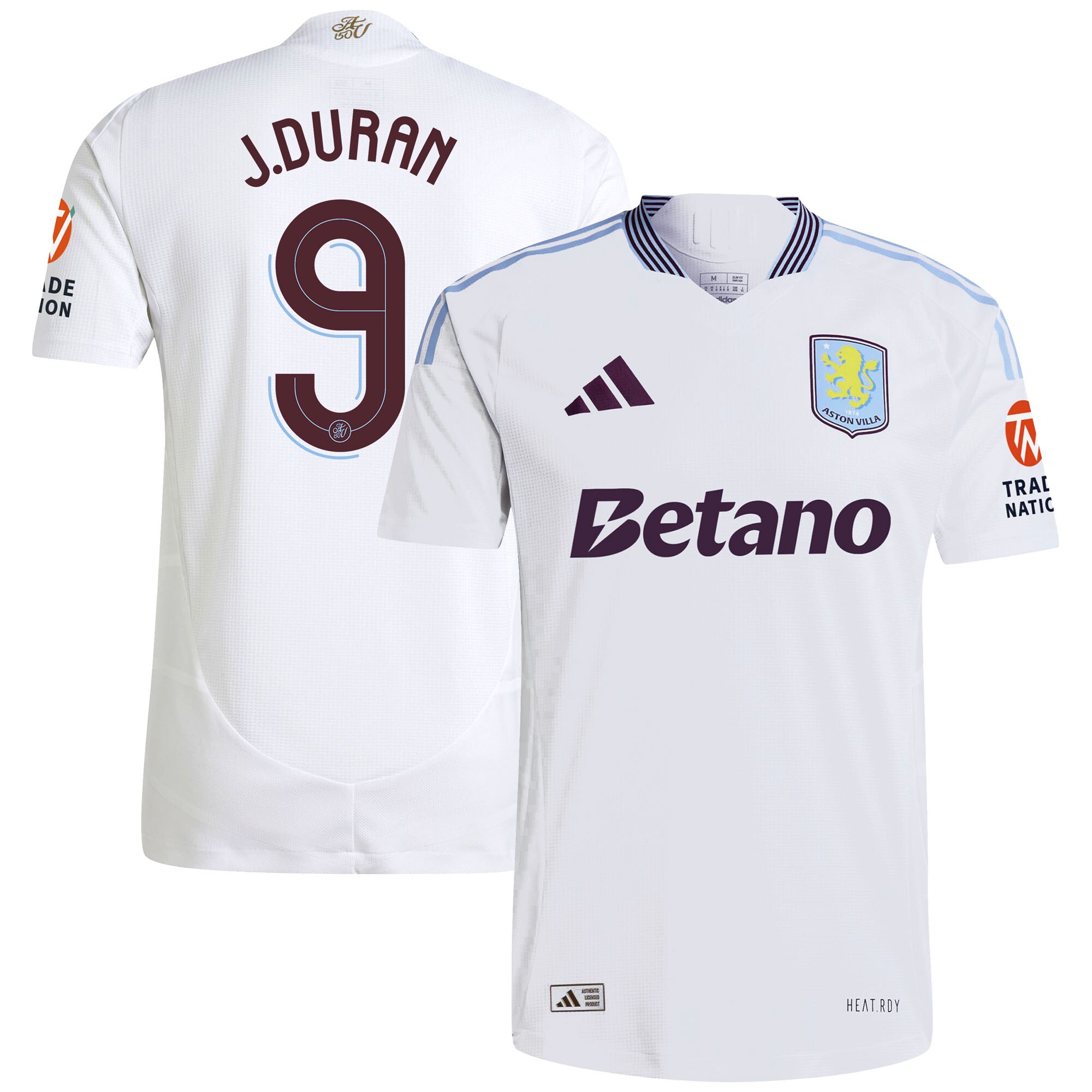 Aston Villa Shirts - aston villa adidas away authentic shirt 2024-25 with duran 9 cup printing Collection of Official Fan Gear
