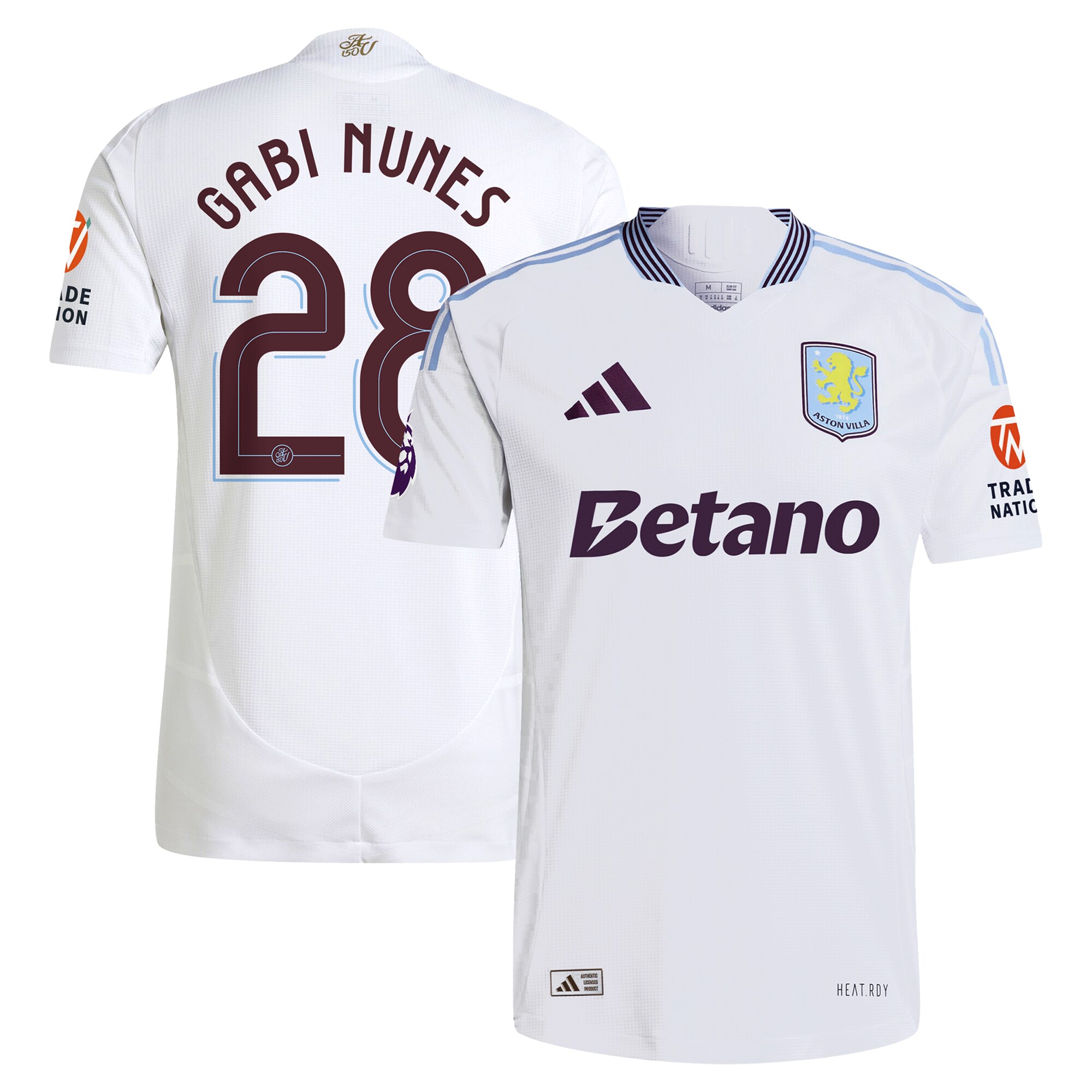 Aston Villa Shirts - aston villa adidas away authentic shirt 2024-25 with gabi nunes 28 cup printing Collection of Official Fan Gear