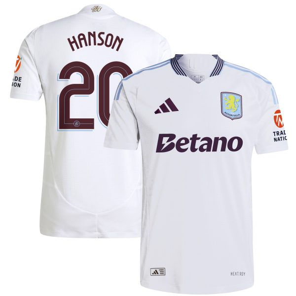 Aston Villa Shirts - aston villa adidas away authentic shirt 2024-25 with hanson 20 cup printing Collection of Official Fan Gear