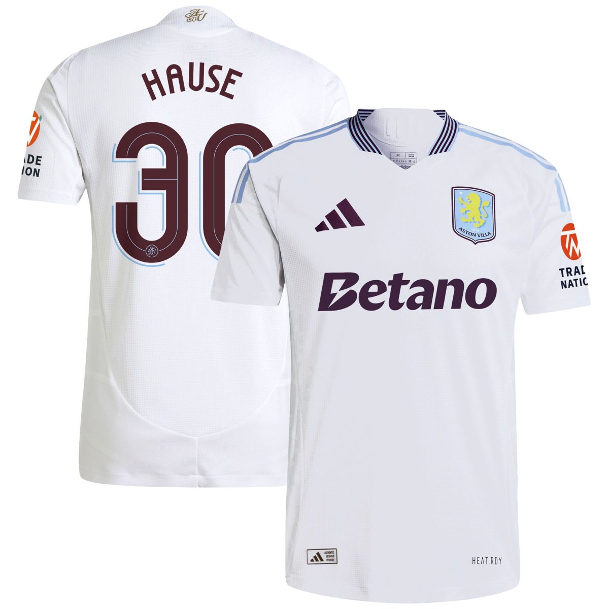 Aston Villa Shirts - aston villa adidas away authentic shirt 2024-25 with hause 30 cup printing Collection of Official Fan Gear