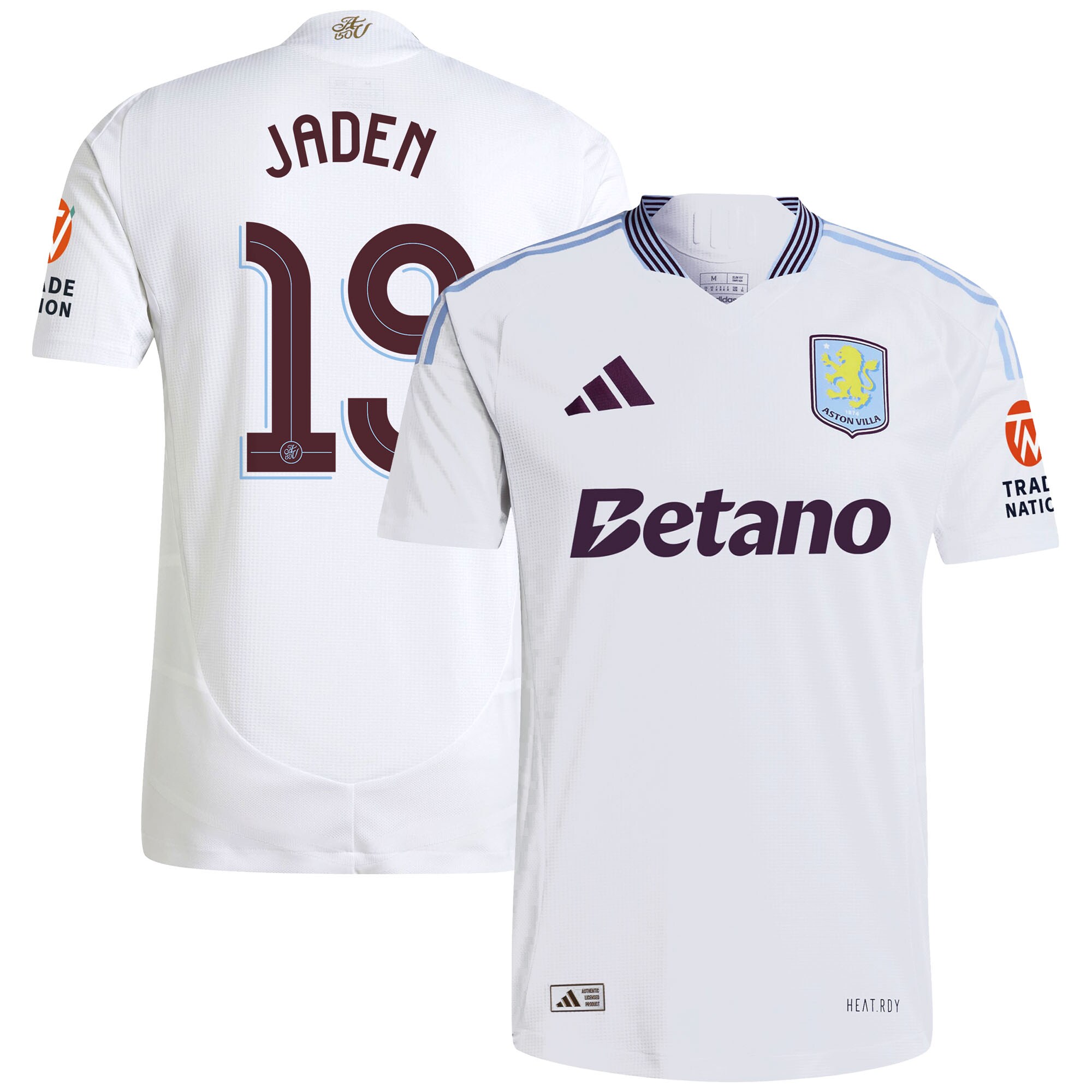 Aston Villa Shirts - aston villa adidas away authentic shirt 2024-25 with jaden 19 cup printing Collection of Official Fan Gear