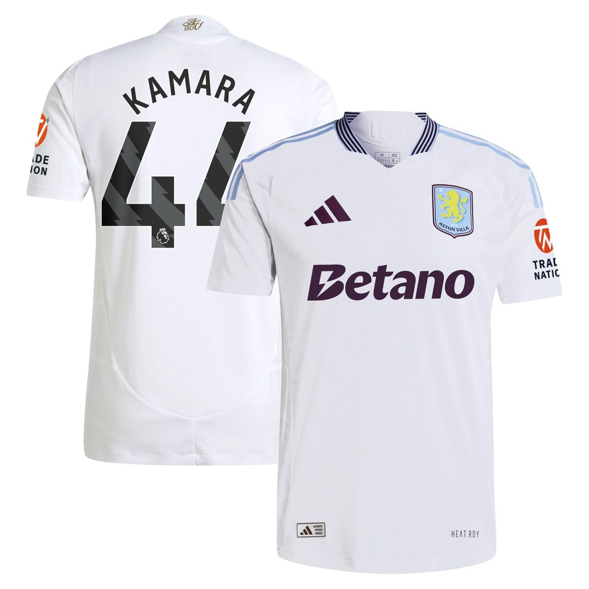 Aston Villa Shirts - aston villa adidas away authentic shirt 2024-25 with kamara 44 printing Collection of Official Fan Gear