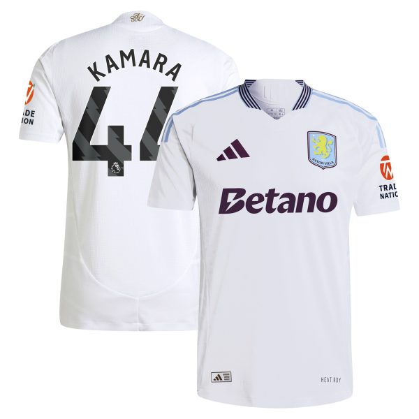 Aston Villa Shirts - aston villa adidas away authentic shirt 2024-25 with kamara 44 printing Collection of Official Fan Gear