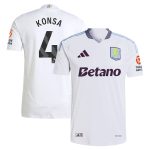 Aston Villa Shirts - aston villa adidas away authentic shirt 2024-25 with konsa 4 printing Collection of Official Fan Gear