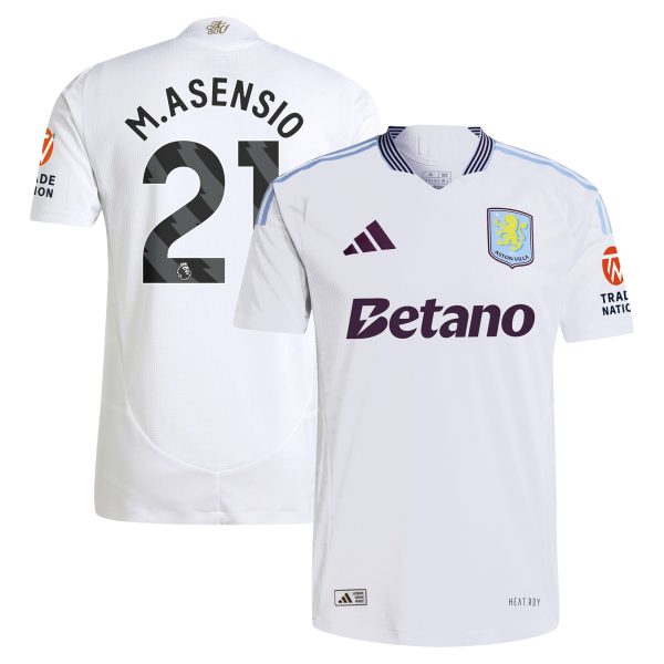 Aston Villa Shirts - aston villa adidas away authentic shirt 2024-25 with m.asensio 21 printing Collection of Official Fan Gear