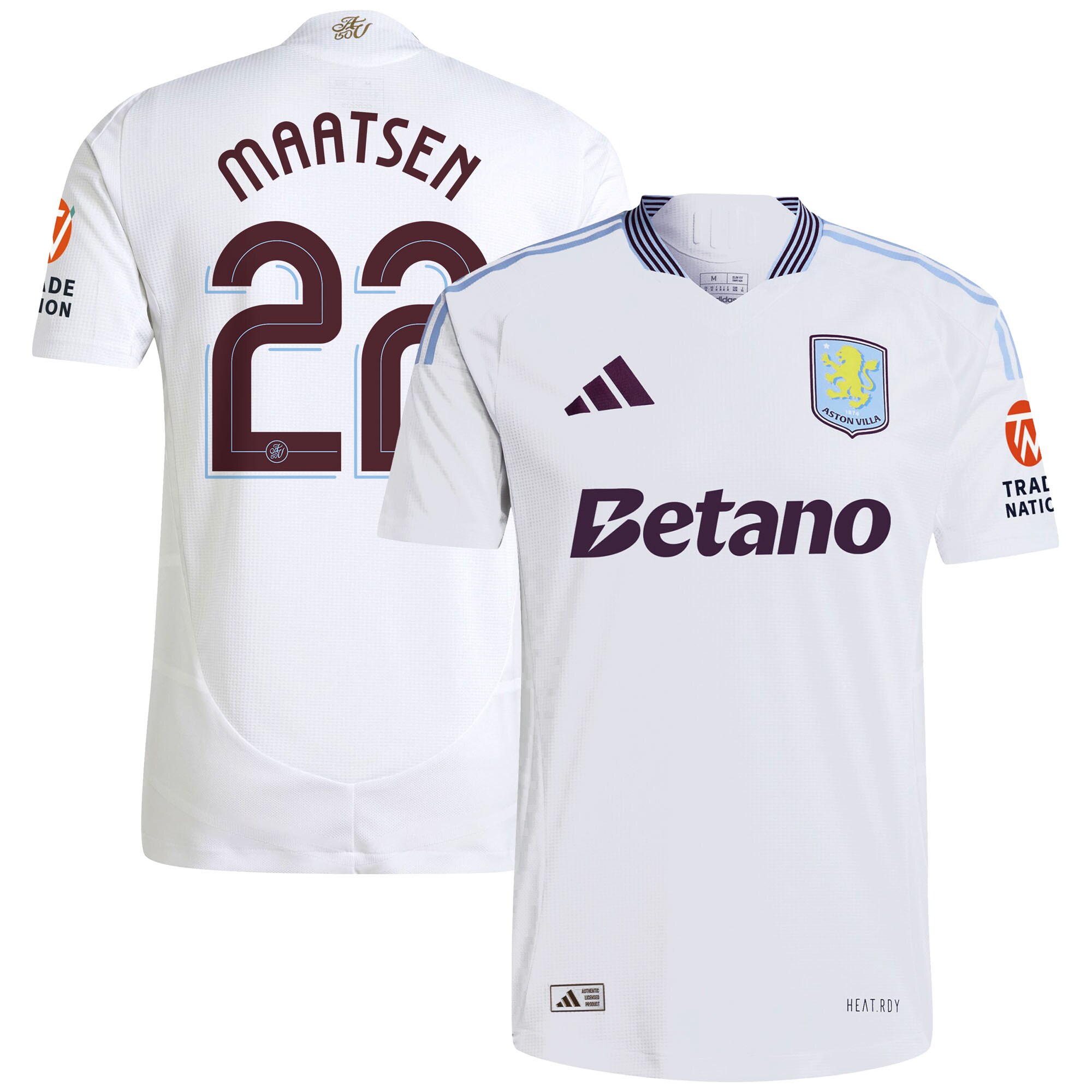 Aston Villa Shirts - aston villa adidas away authentic shirt 2024-25 with maatsen 22 cup printing Collection of Official Fan Gear