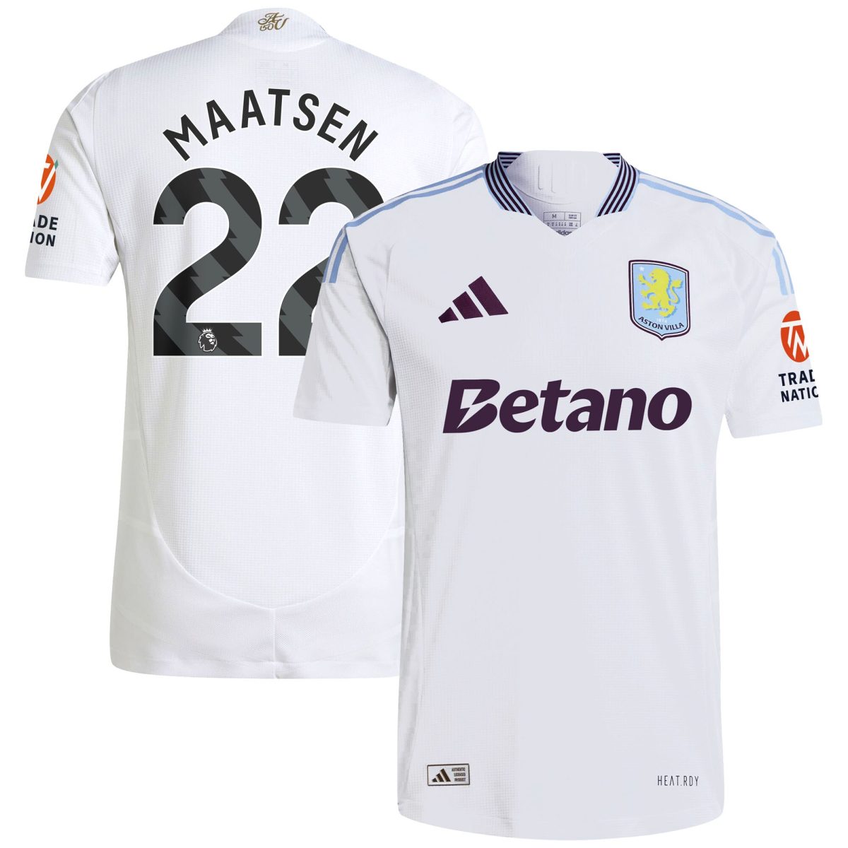 Aston Villa Shirts - aston villa adidas away authentic shirt 2024-25 with maatsen 22 printing Collection of Official Fan Gear