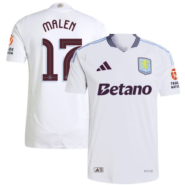 Aston Villa Shirts - aston villa adidas away authentic shirt 2024-25 with malen 17 cup printing Collection of Official Fan Gear