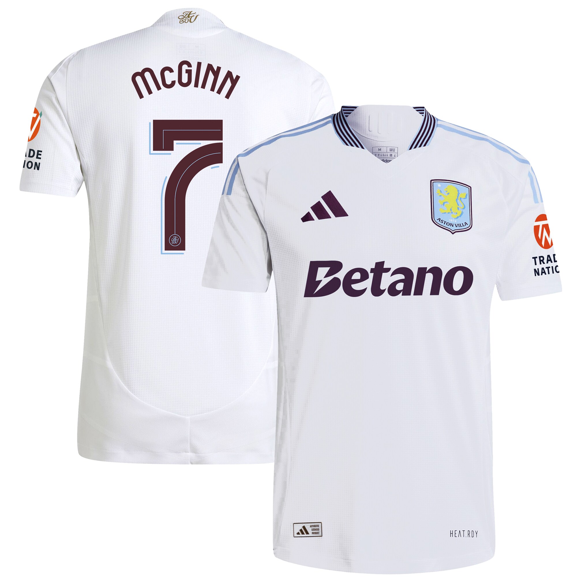 Aston Villa Shirts - aston villa adidas away authentic shirt 2024-25 with mcginn 7 cup printing Collection of Official Fan Gear