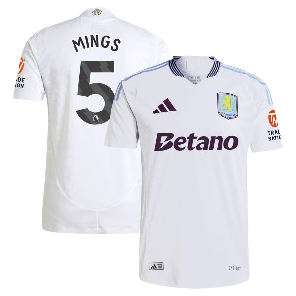 Aston Villa Shirts - aston villa adidas away authentic shirt 2024-25 with mings 5 printing Collection of Official Fan Gear
