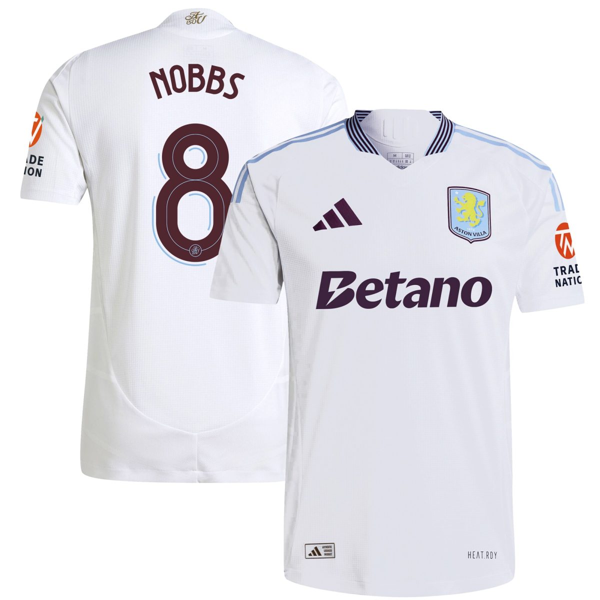 Aston Villa Shirts - aston villa adidas away authentic shirt 2024-25 with nobbs 8 cup printing Collection of Official Fan Gear