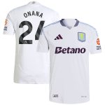 Aston Villa Shirts - aston villa adidas away authentic shirt 2024-25 with onana 24 printing Collection of Official Fan Gear