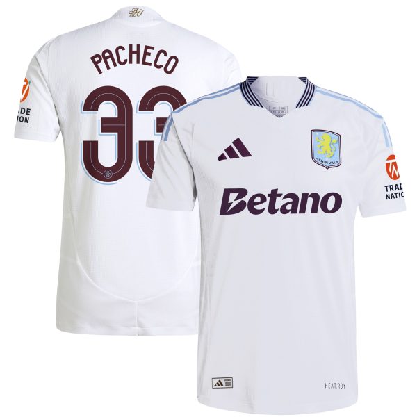 Aston Villa Shirts - aston villa adidas away authentic shirt 2024-25 with pacheco 33 cup printing Collection of Official Fan Gear