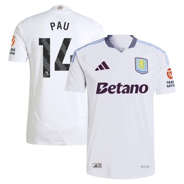 Aston Villa Shirts - aston villa adidas away authentic shirt 2024-25 with pau 14 printing Collection of Official Fan Gear