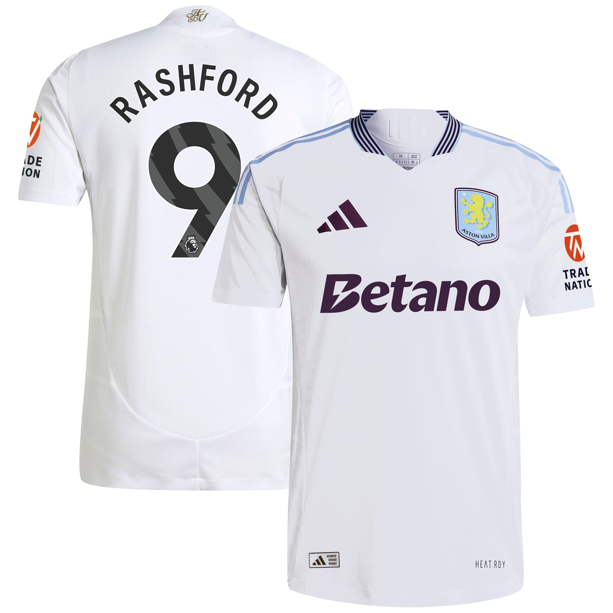 Aston Villa Shirts - aston villa adidas away authentic shirt 2024-25 with rashford 9 printing Collection of Official Fan Gear