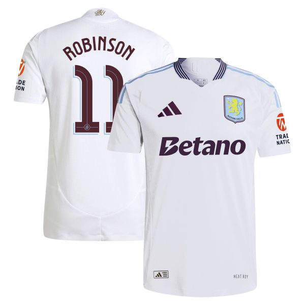 Aston Villa Shirts - aston villa adidas away authentic shirt 2024-25 with robinson 11 cup printing Collection of Official Fan Gear