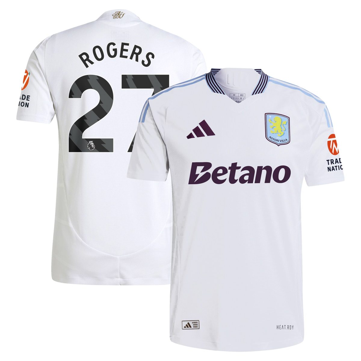 Aston Villa Shirts - aston villa adidas away authentic shirt 2024-25 with rogers 27 printing Collection of Official Fan Gear