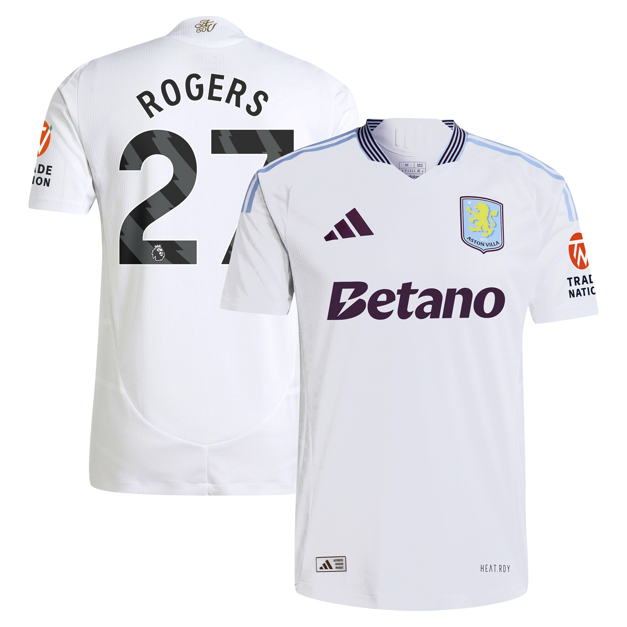 Aston Villa Shirts - aston villa adidas away authentic shirt 2024-25 with rogers 27 printing Collection of Official Fan Gear