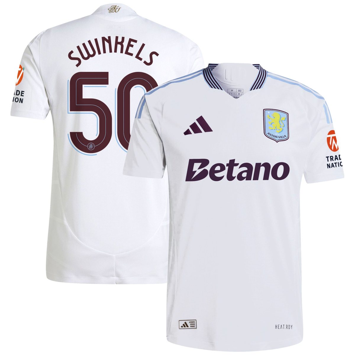 Aston Villa Shirts - aston villa adidas away authentic shirt 2024-25 with swinkels 50 cup printing Collection of Official Fan Gear