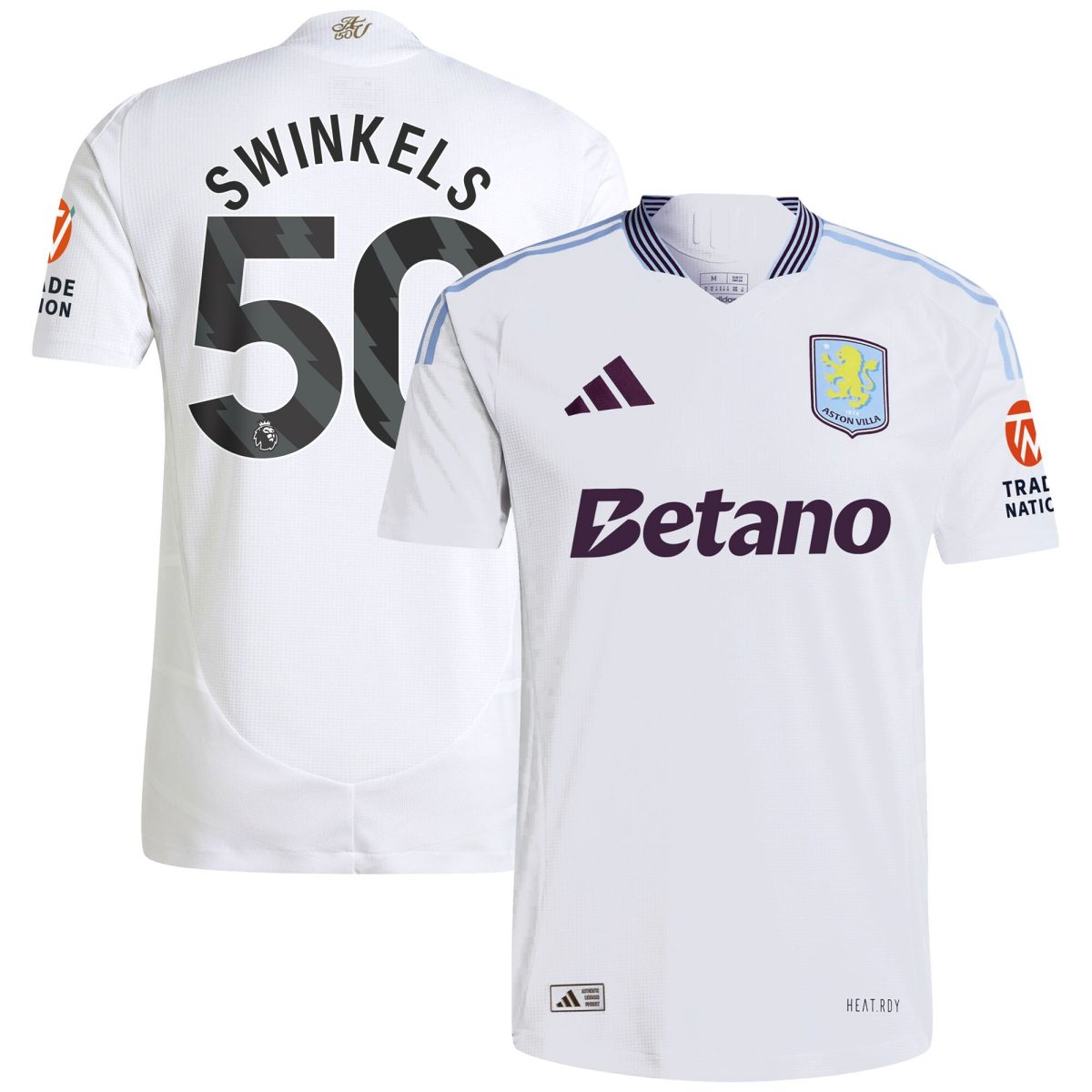 Aston Villa Shirts - aston villa adidas away authentic shirt 2024-25 with swinkels 50 printing Collection of Official Fan Gear