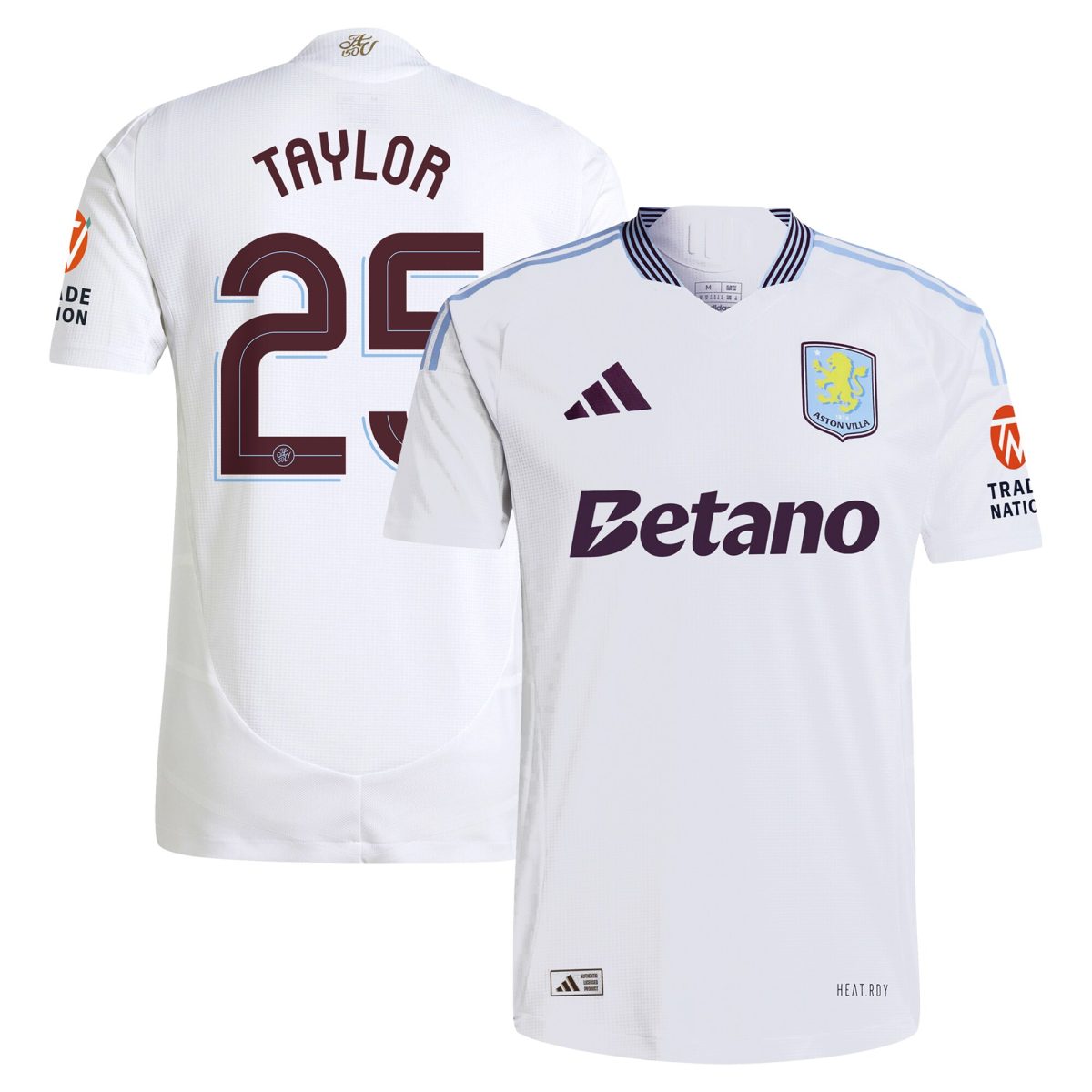 Aston Villa Shirts - aston villa adidas away authentic shirt 2024-25 with taylor 25 cup printing Collection of Official Fan Gear