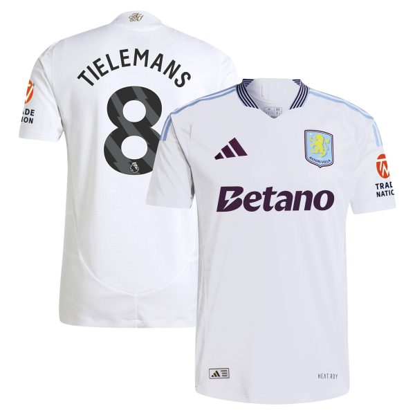 Aston Villa Shirts - aston villa adidas away authentic shirt 2024-25 with tielemans 8 printing Collection of Official Fan Gear