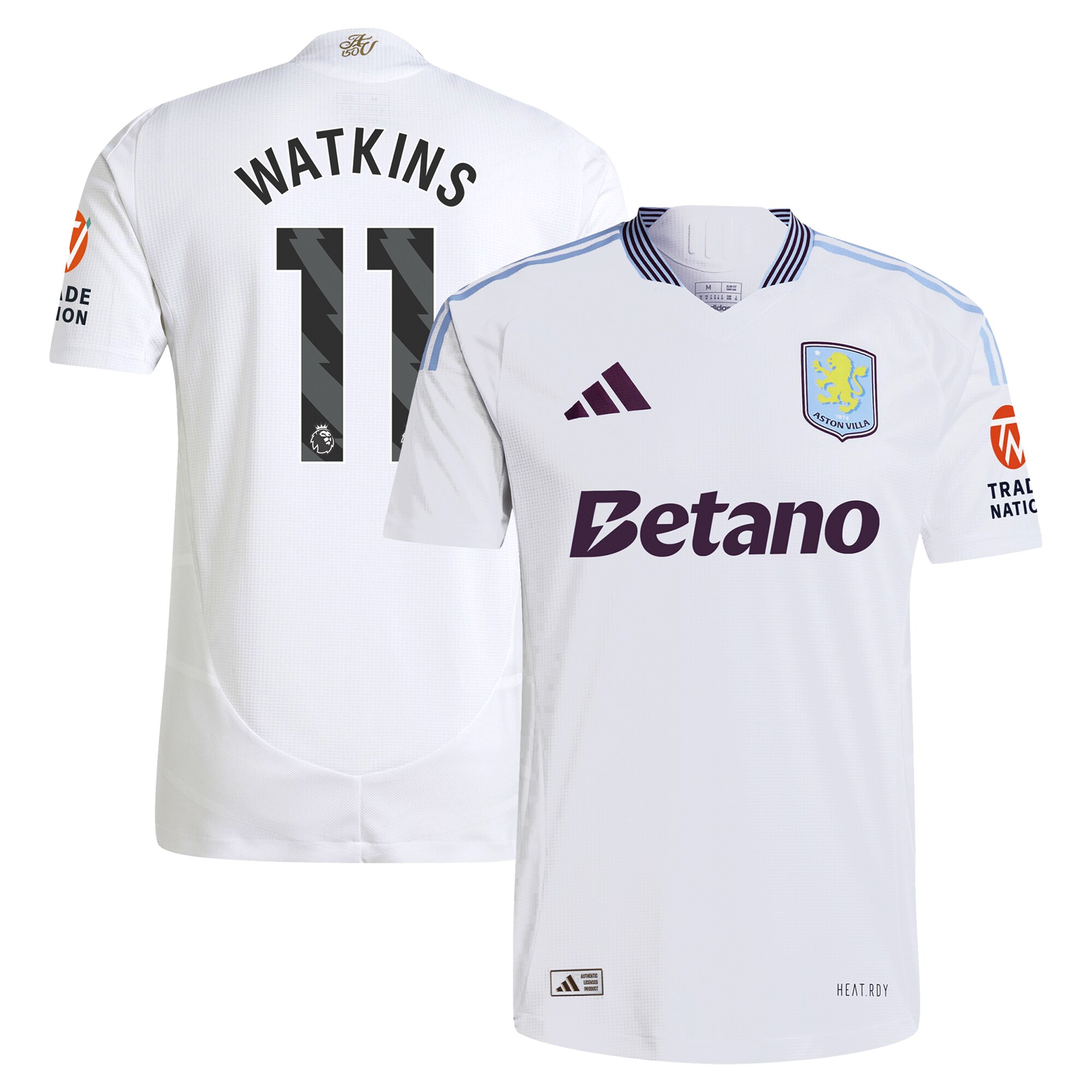 Aston Villa Shirts - aston villa adidas away authentic shirt 2024-25 with watkins 11 printing Collection of Official Fan Gear