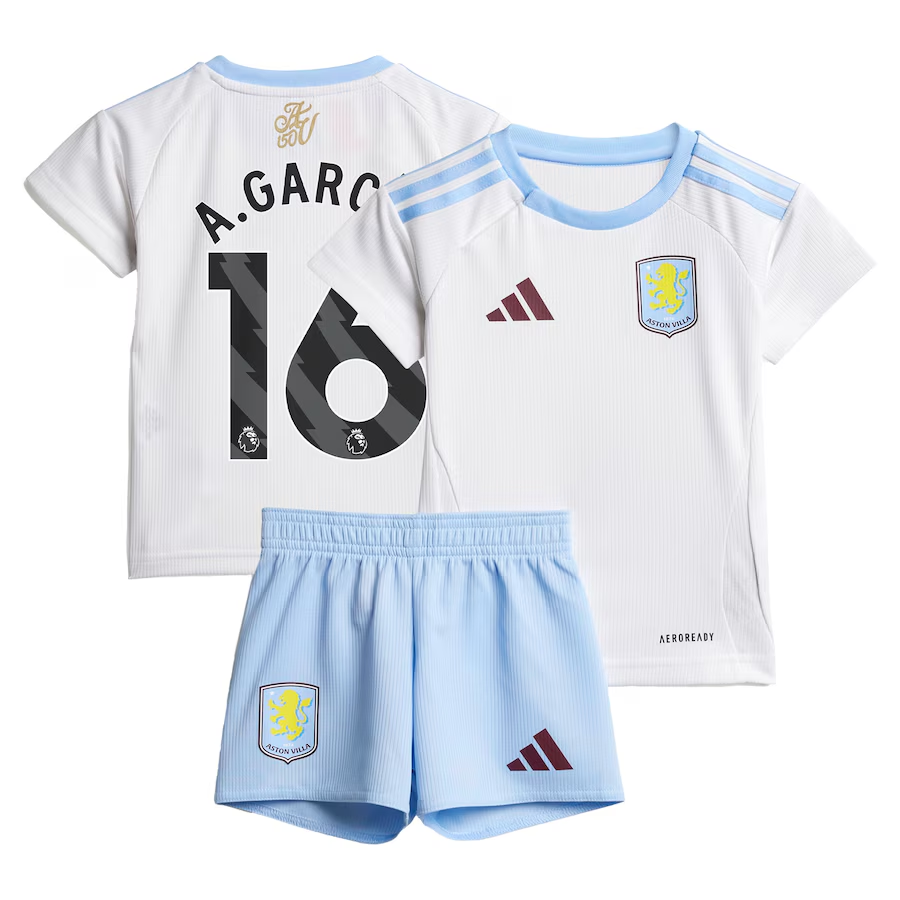 Aston Villa Shirts - aston villa adidas away baby kit 2024-25 with a.garcía 16 printing Collection of Official Fan Gear