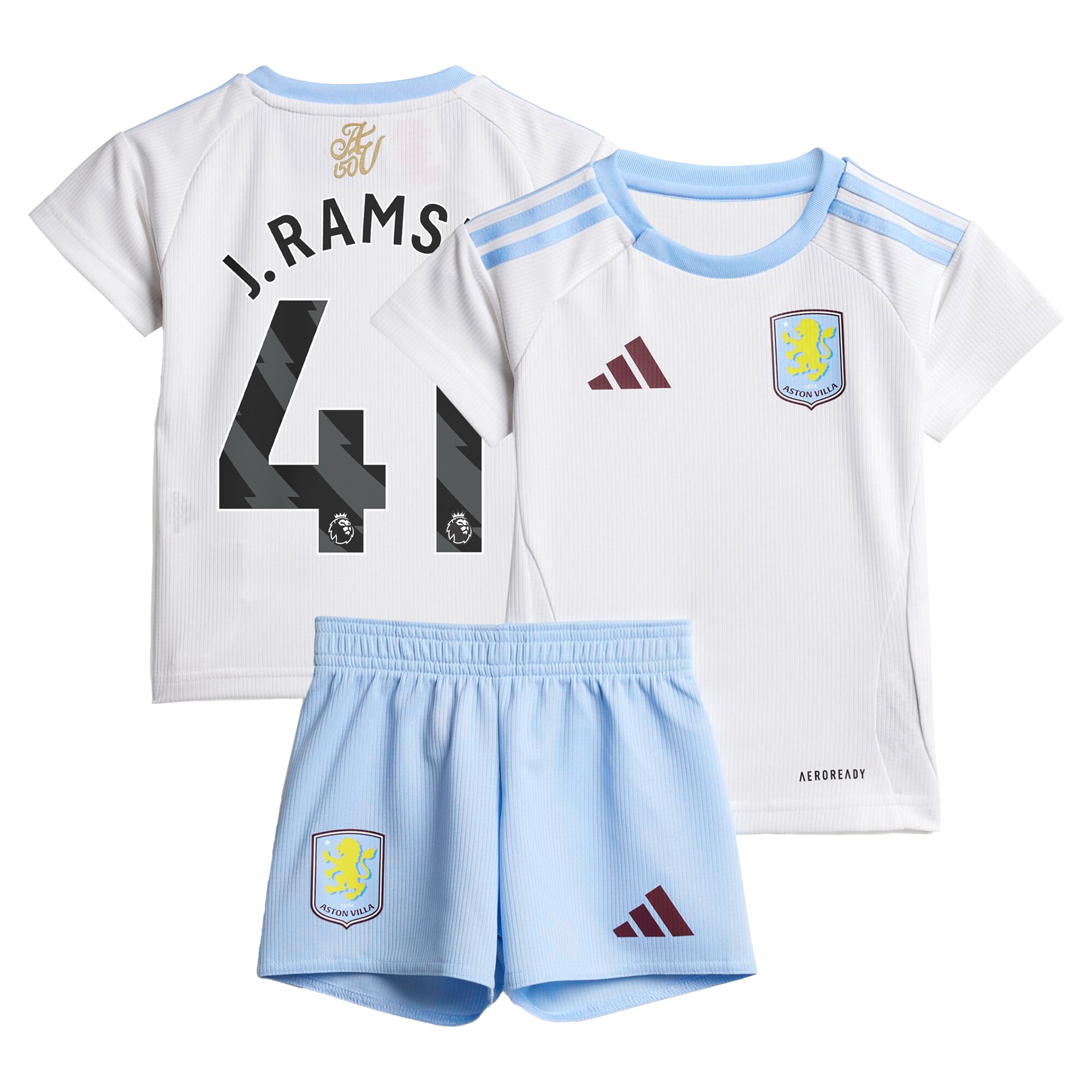 Aston Villa Shirts - aston villa adidas away baby kit 2024-25 with j. ramsey 41 printing Collection of Official Fan Gear