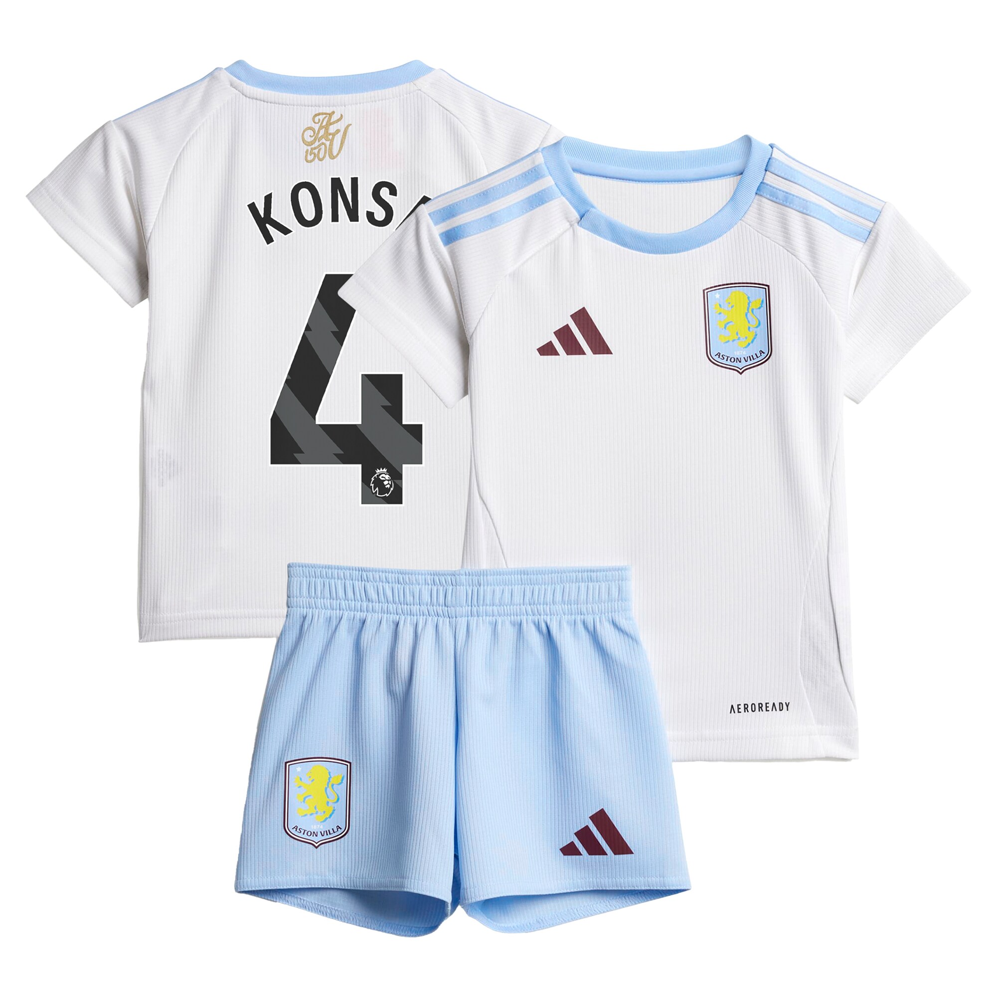 Aston Villa Shirts - aston villa adidas away baby kit 2024-25 with konsa 4 printing Collection of Official Fan Gear