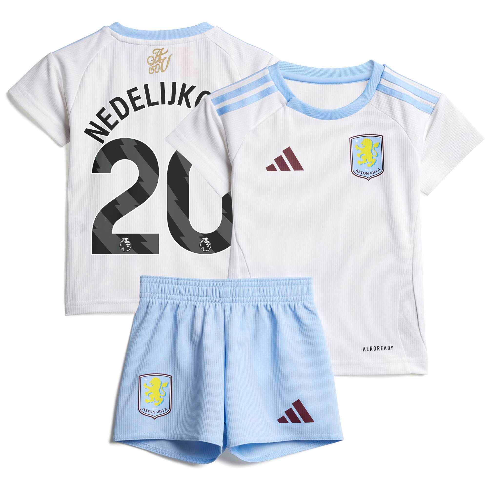 Aston Villa Shirts - aston villa adidas away baby kit 2024-25 with nedeljković 20 printing Collection of Official Fan Gear