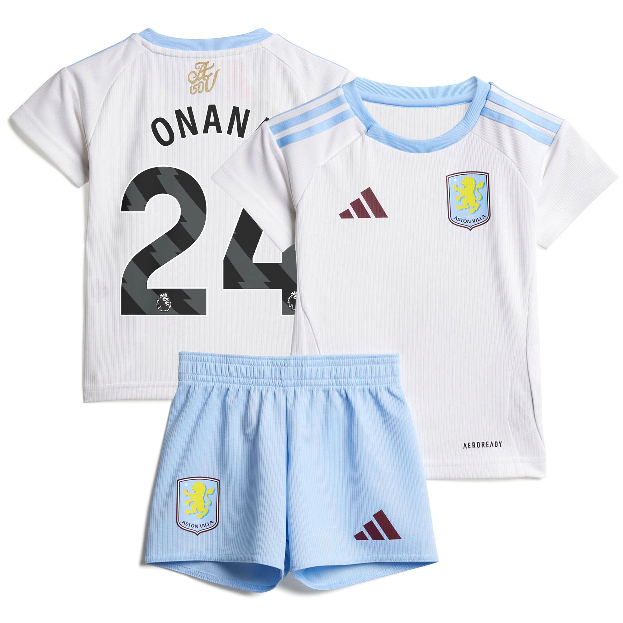 Aston Villa Shirts - aston villa adidas away baby kit 2024-25 with onana 24 printing Collection of Official Fan Gear