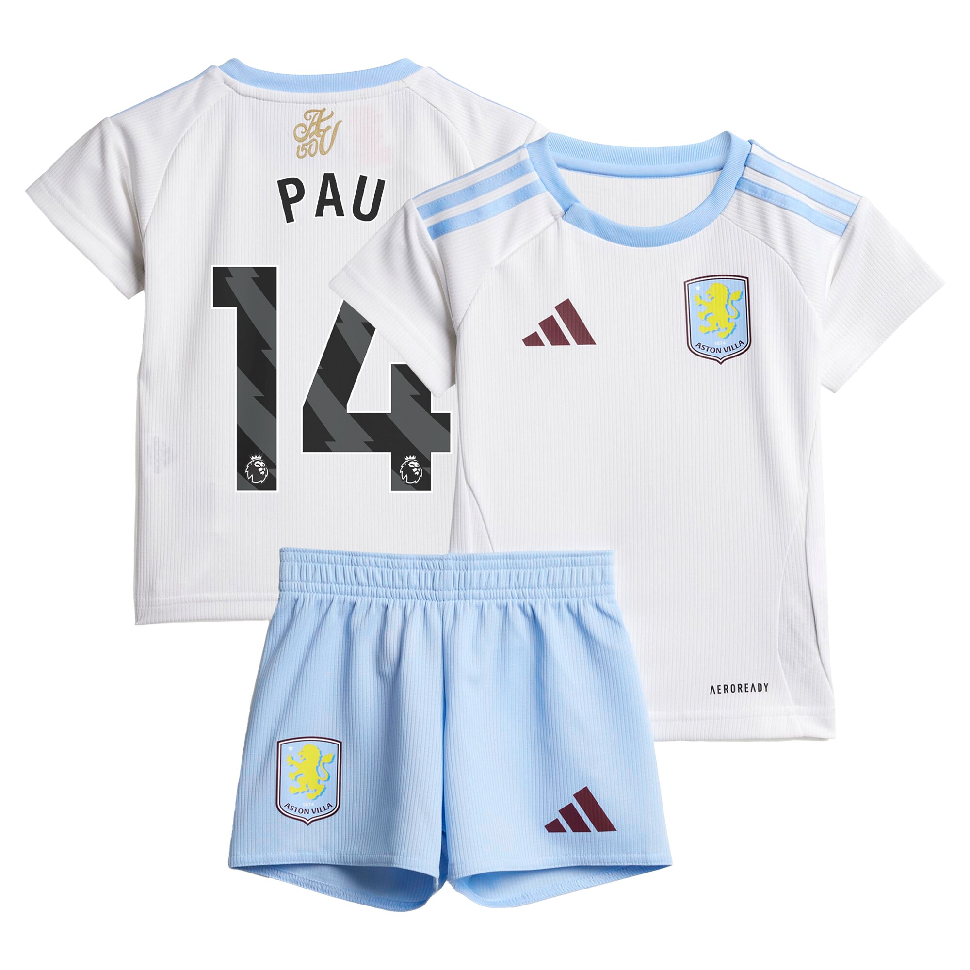 Aston Villa Shirts - aston villa adidas away baby kit 2024-25 with pau 14 printing Collection of Official Fan Gear