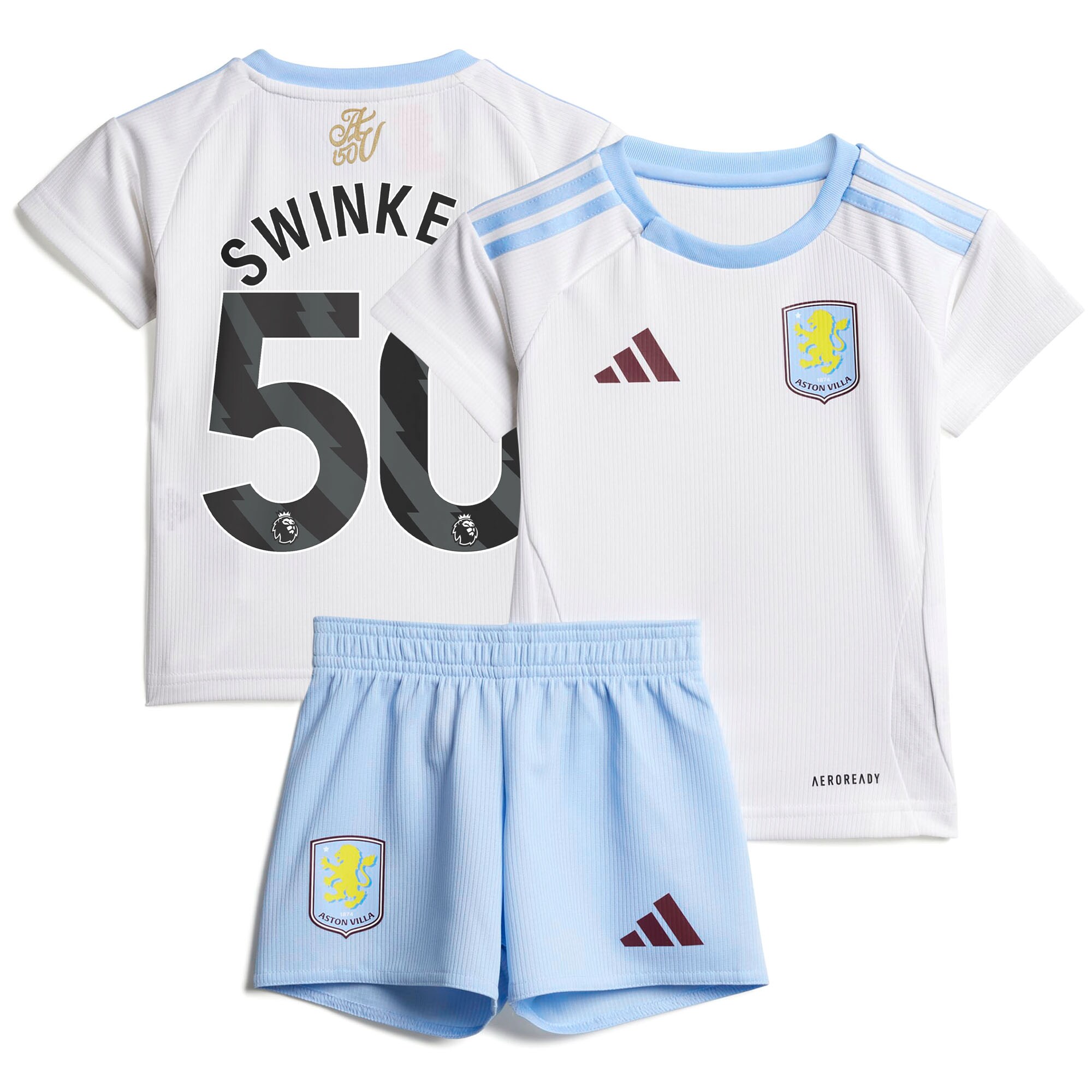 Aston Villa Shirts - aston villa adidas away baby kit 2024-25 with swinkels 50 printing Collection of Official Fan Gear